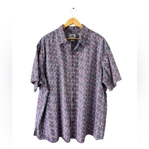 Harbor Bay Men’s 2XL Vintage Fish Button Down Short Sleeve Shirt Cotton